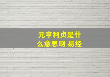 元亨利贞是什么意思啊 易经